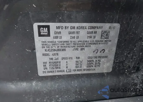 2018 Buick Encore Sport Touring z USA, uszkodzony, nr VIN KL4CJ2SB4JB563895